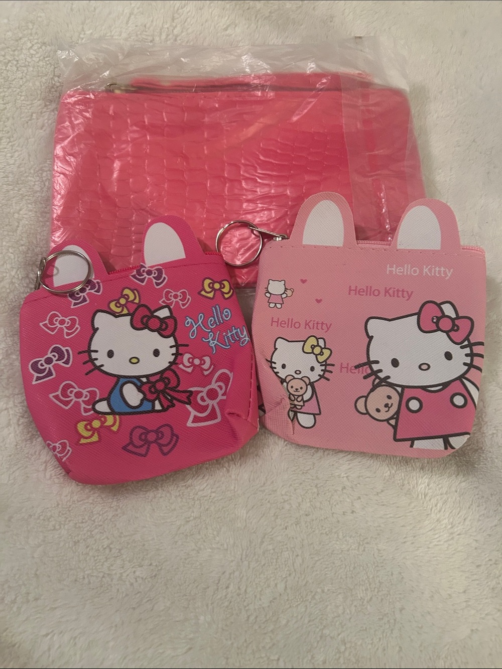 Hello Kitty Pink Coin Pouch Keychain Set & wristlet